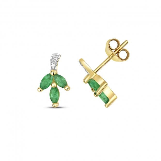 Diamond & Emerald Stud Earrings ED297EGemstones JewelleryED297E