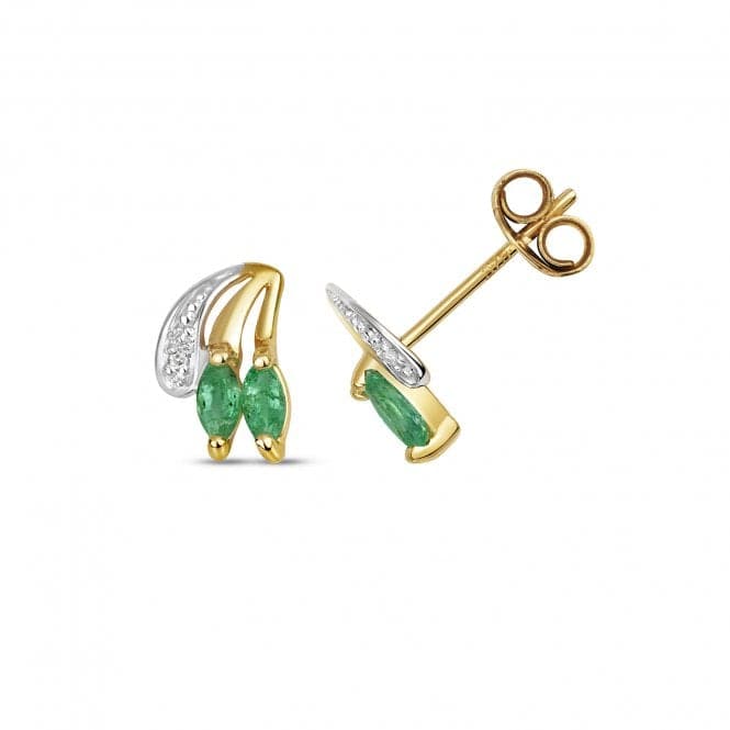 Diamond & Emerald Stud Earrings ED298EGemstones JewelleryED298E