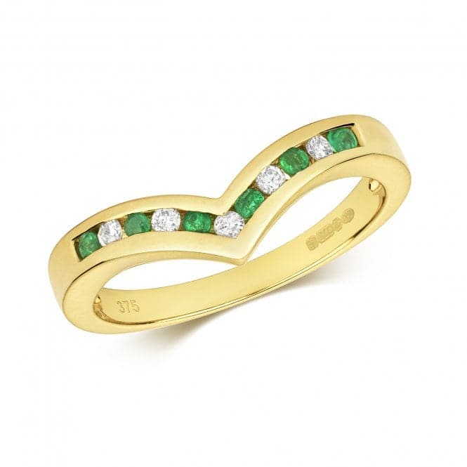 Diamond & Emerald Wishbone Ring RD268EGemstones JewelleryRD268E/J