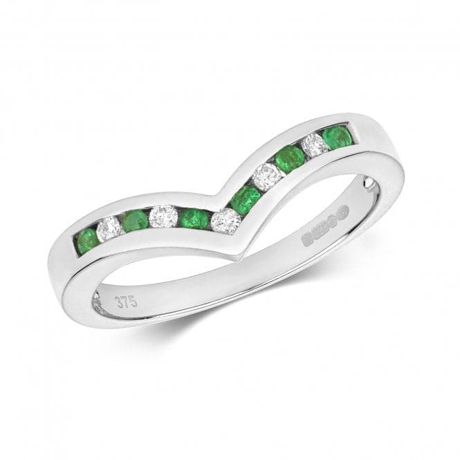 Diamond & Emerald Wishbone Ring RD268WEGemstones JewelleryRD268WE/J