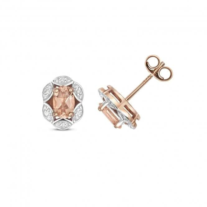 Diamond &amp; Morganite Earring Stud Earrings ED407RMGemstones JewelleryED407RM