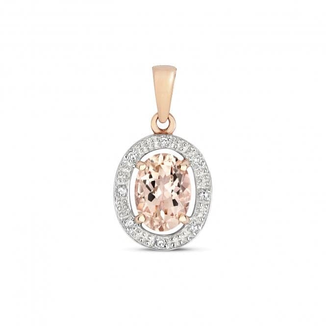 Diamond & Morganite Halo Pendant PD251RMGemstones JewelleryPD251RM