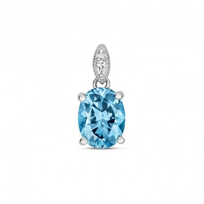 Diamond & Ov Swiss Blue Topaz Pendant PD259WBTGemstones JewelleryPD259WBT