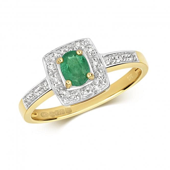 Diamond & Oval Emerald Cushion Ring RD295EGemstones JewelleryRD295E/J