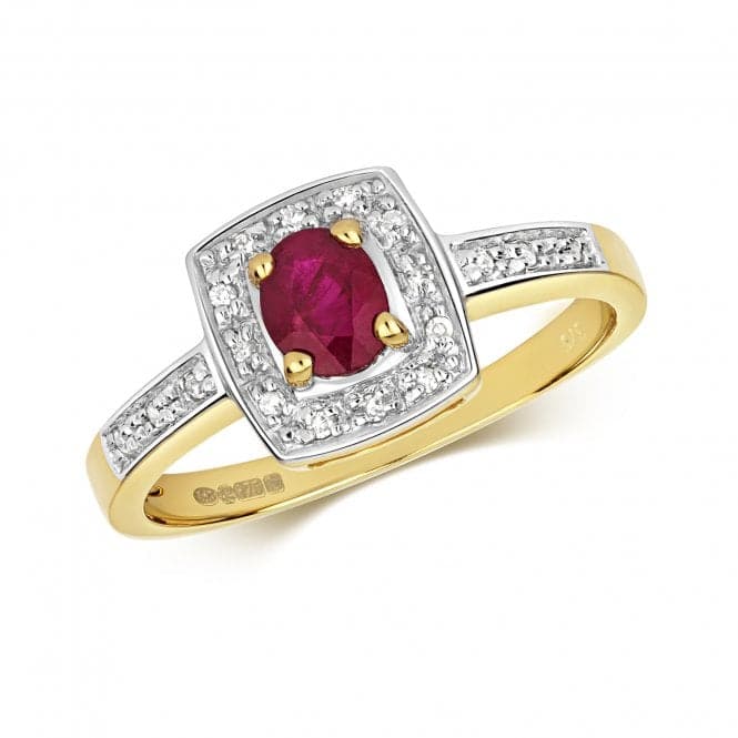 Diamond & Oval Ruby Cushion Ring RD295RGemstones JewelleryRD295R/J