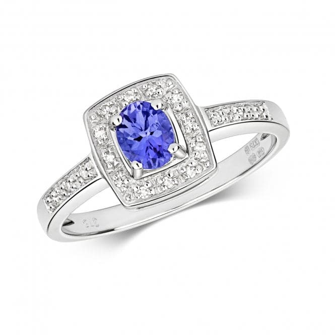 Diamond & Oval Tanzanite Cushion Ring RD295WTGemstones JewelleryRD295WT/J