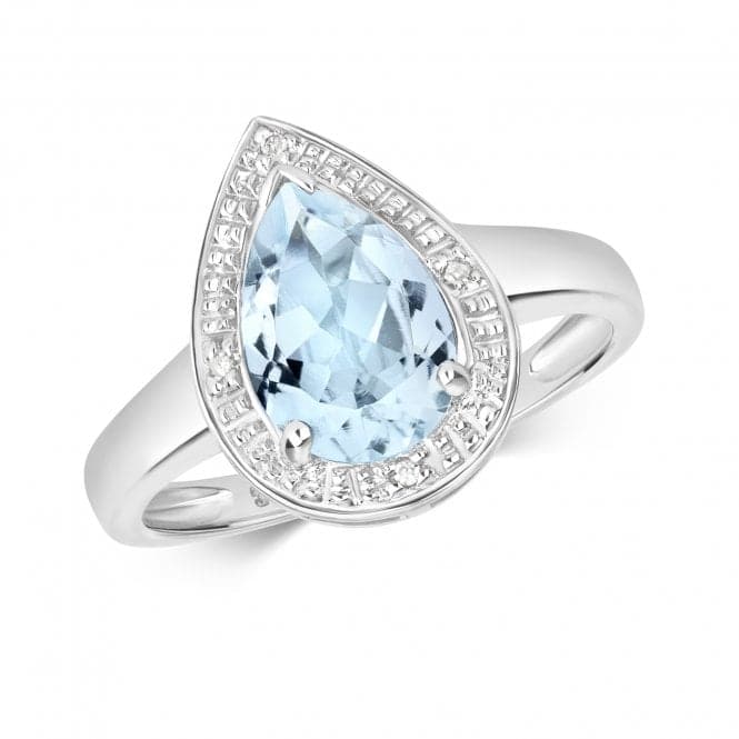 Diamond & Pear Shape Aqua Ring RD210WAQGemstones JewelleryRD210WAQ/J