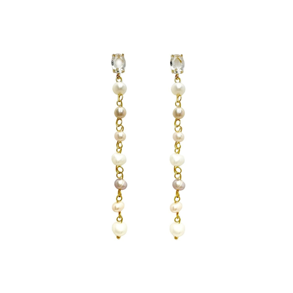 Diamond Pearl Chain Earrings