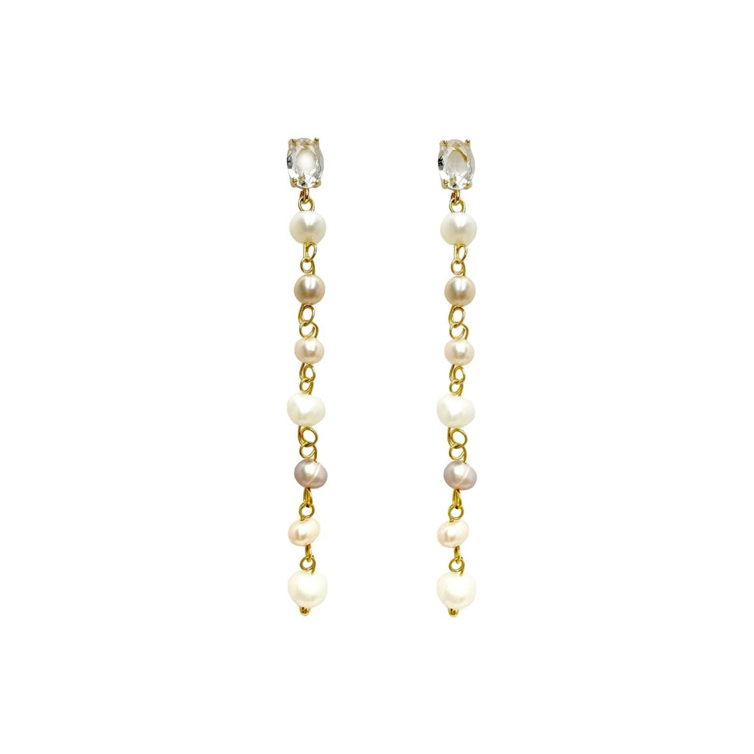 Diamond Pearl Chain Earrings