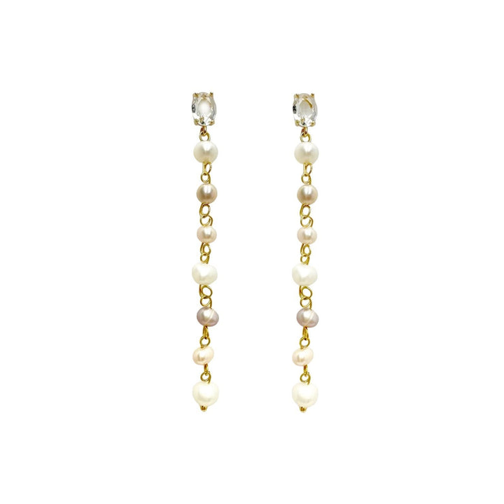 Diamond Pearl Chain Earrings