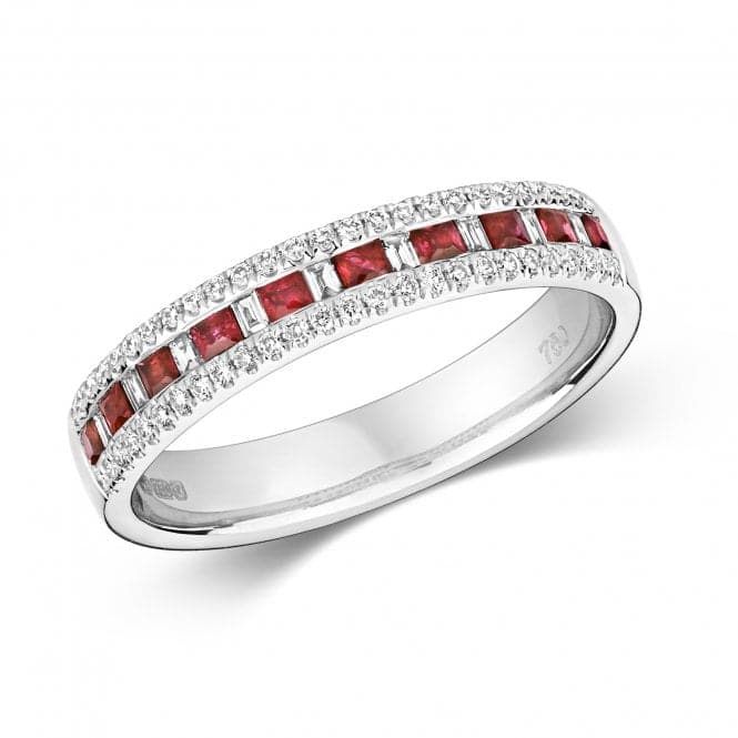 Diamond Princess Cut Eternity With Ruby Ring RDQ401WRGemstones JewelleryRDQ401WR/J