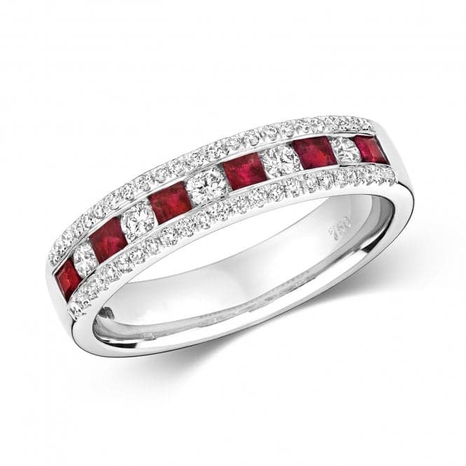 Diamond Princess Cut Eternity With Ruby Ring RDQ402WRGemstones JewelleryRDQ402WR/J