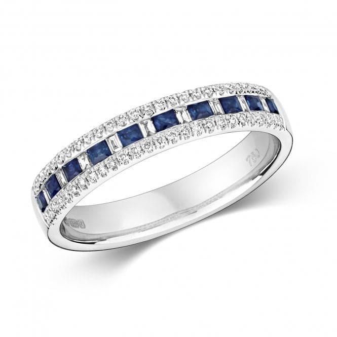 Diamond Princess Cut Eternity With Sapphire Ring RDQ401WSGemstones JewelleryRDQ401WS/J