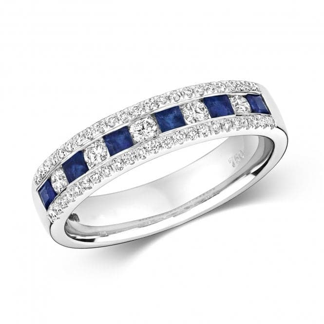 Diamond Princess Cut Eternity With Sapphire Ring RDQ402WSGemstones JewelleryRDQ402WS/J