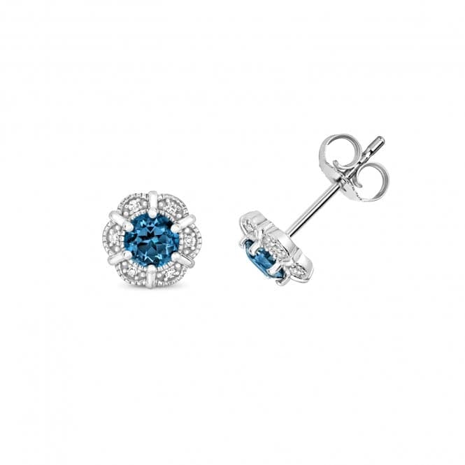 Diamond & Round London Blue Topaz Stud Earrings ED270WLBGemstones JewelleryED270WLB