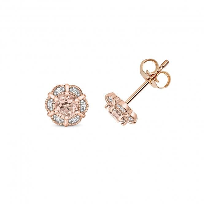 Diamond & Round Morganite Stud Earrings ED270RMGemstones JewelleryED270RM