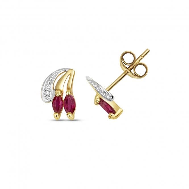 Diamond & Ruby Stud Earrings ED298RGemstones JewelleryED298R