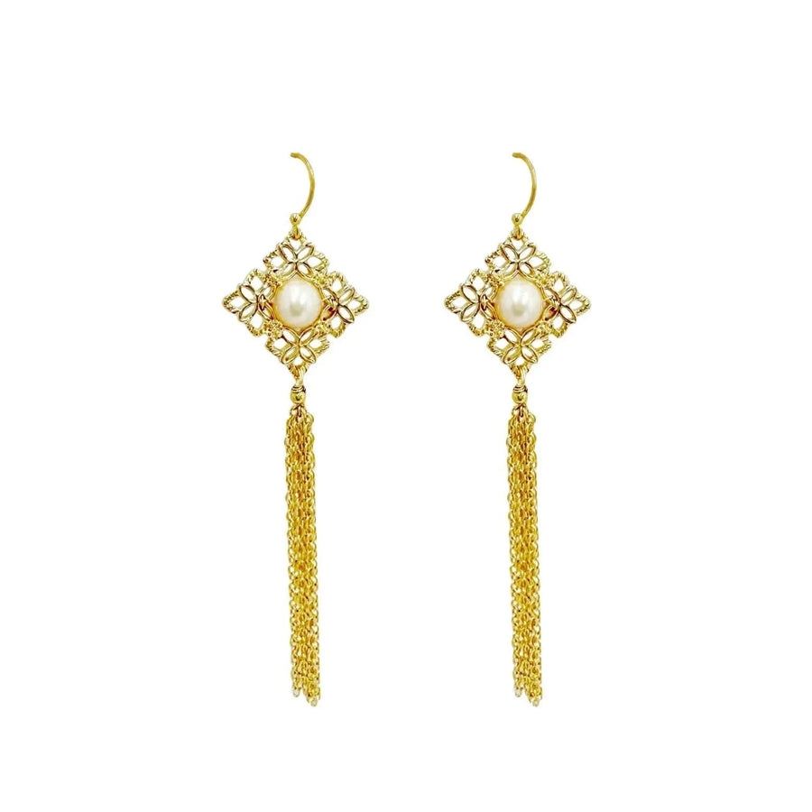 Chain Dangle Pearl earrings