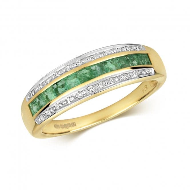 Diamond & Square Emerald Band Ring RD267EGemstones JewelleryRD267E/J