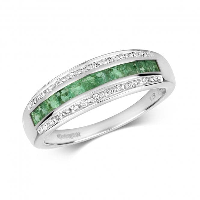 Diamond & Square Emerald Band Ring RD267WEGemstones JewelleryRD267WE/J