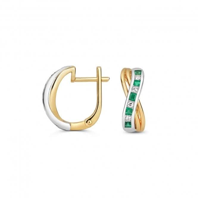 Diamond &amp; Square Emerald Earrings ED278EGemstones JewelleryED278E