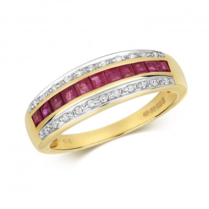 Diamond & Square Ruby Band Ring RD267RGemstones JewelleryRD267R/J