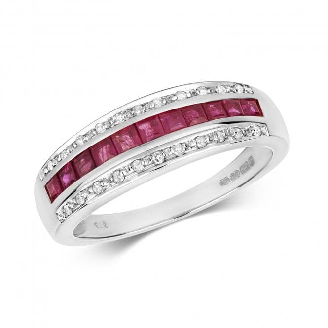 Diamond & Square Ruby Band Ring RD267WRGemstones JewelleryRD267WR/J