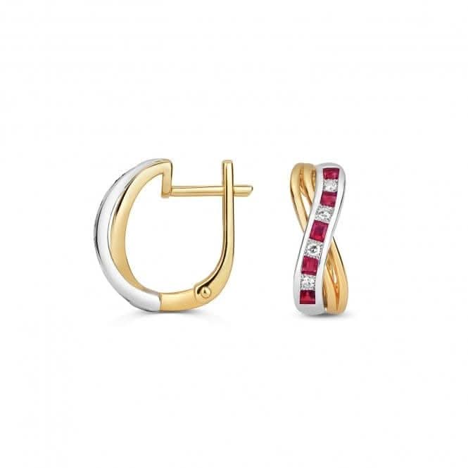 Diamond &amp; Square Ruby Earrings ED278RGemstones JewelleryED278R