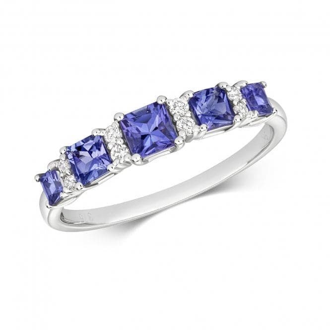 Diamond & Tanzanite 5 Sq Stone Ring RD293WTGemstones JewelleryRD293WT/J