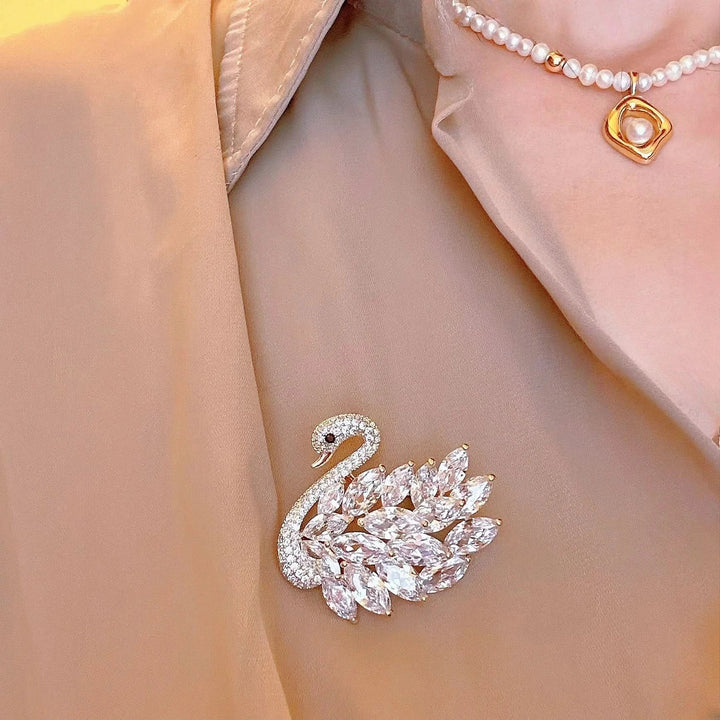 Luxury Diamond Swan Brooch