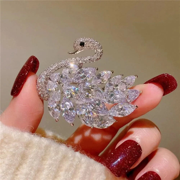 Luxury Diamond Swan Brooch