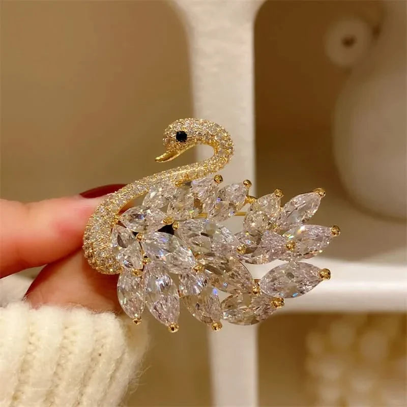 Luxury Diamond Swan Brooch
