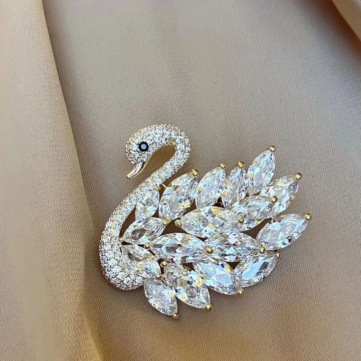 Luxury Diamond Swan Brooch