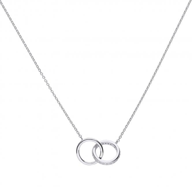 Diamonfire Collier Silver White Zirconia Two Meshing Rings Necklace N4235DiamonfireN4235