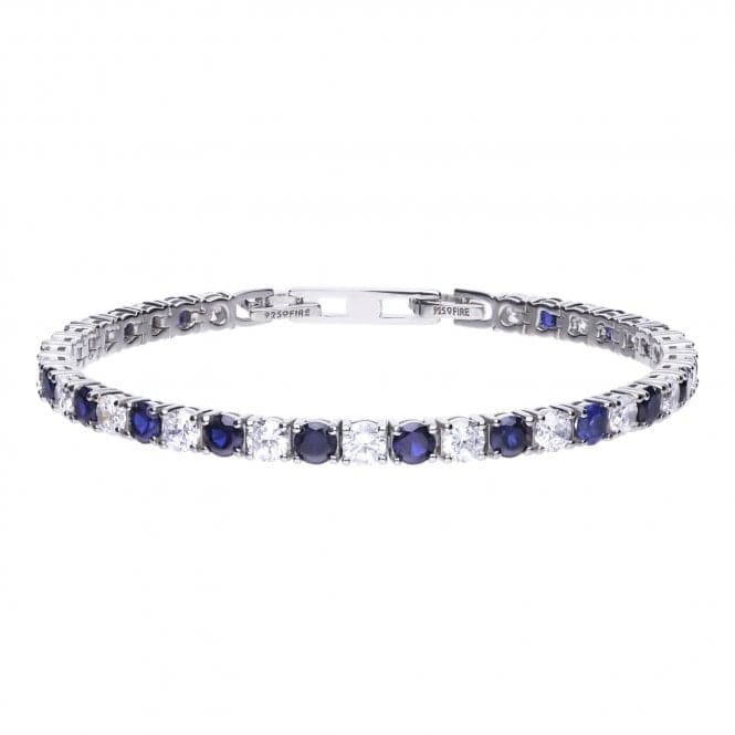 Diamonfire Silver White Blue Tennis Bracelet B5087DiamonfireB5087