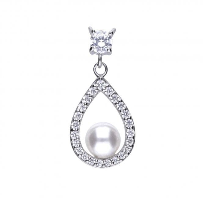 Diamonfire Silver White Zirconia Pearl Teardrop Pendant P4620DiamonfireP4620