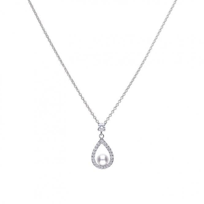 Diamonfire Silver White Zirconia Pearl Teardrop Pendant P4620DiamonfireP4620