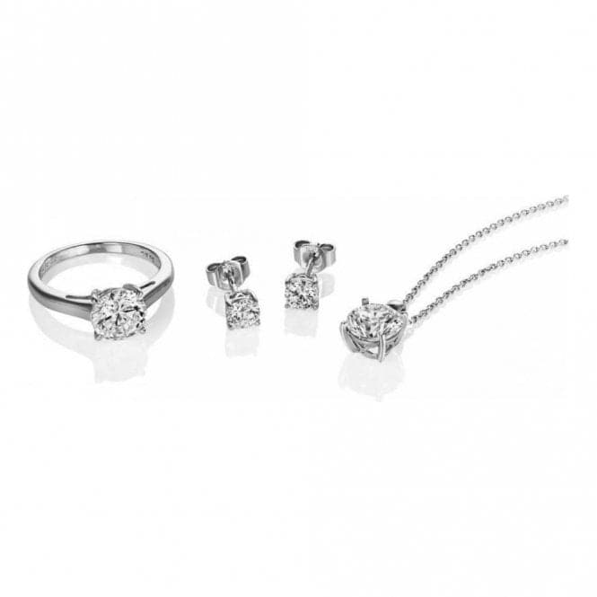 Diamonfire Silver White Zirconia Ring Necklace Earring Set Z1145DiamonfireZ1145 16