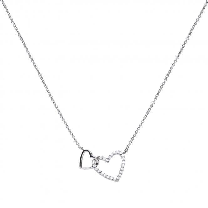 Diamonfire Silver White Zirconia Two Hearts Necklace N4249DiamonfireN4249