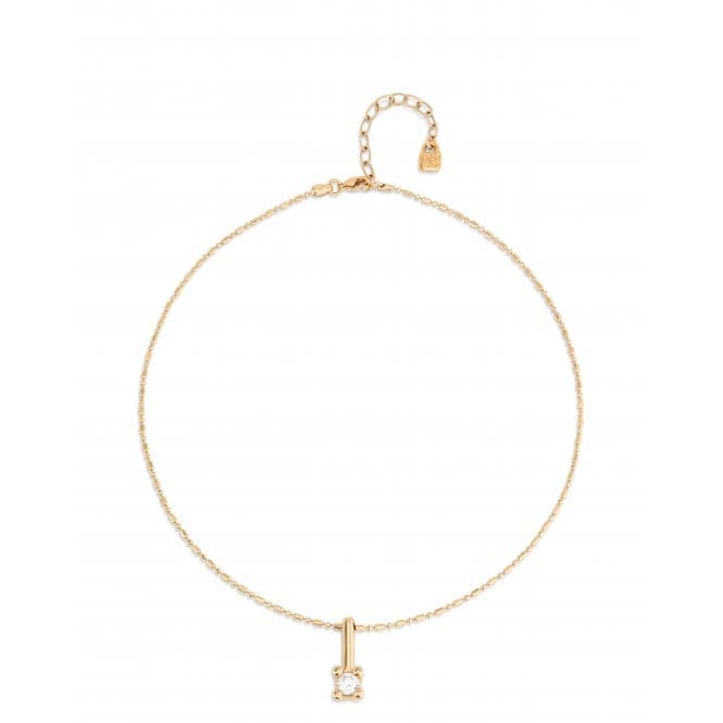 Divine 18k Gold - Plated Chain Central White Zirconia Necklace COL1916BLNOROUNOde50COL1916BLNORO
