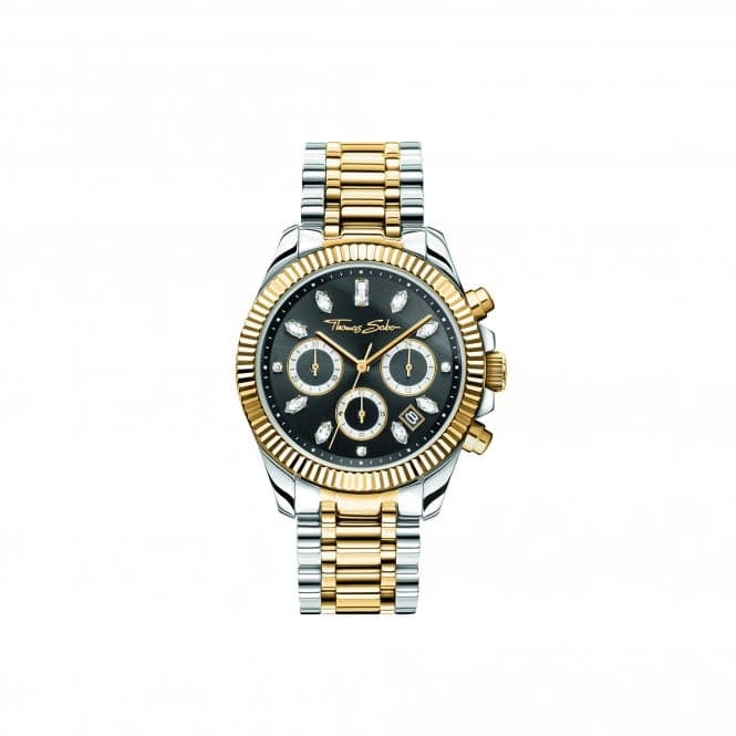 Divine Chrono Black Dial Silver Gold - Coloured Watch WA0398 - 291 - 201Thomas Sabo WatchesWA0398 - 291 - 201