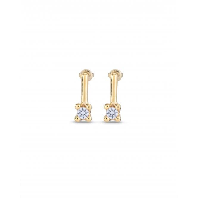 Divine Medium 18k Gold Plated White Zirconia Earrings PEN0952BLNOROUNOde50PEN0952BLNORO