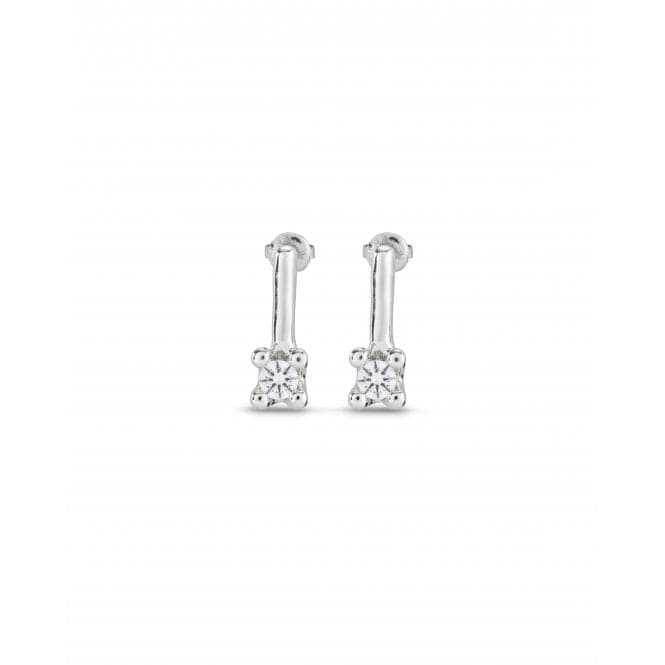 Divine Medium Silver Plated White Zirconia Earrings PEN0952BLNMTLUNOde50PEN0952BLNMTL