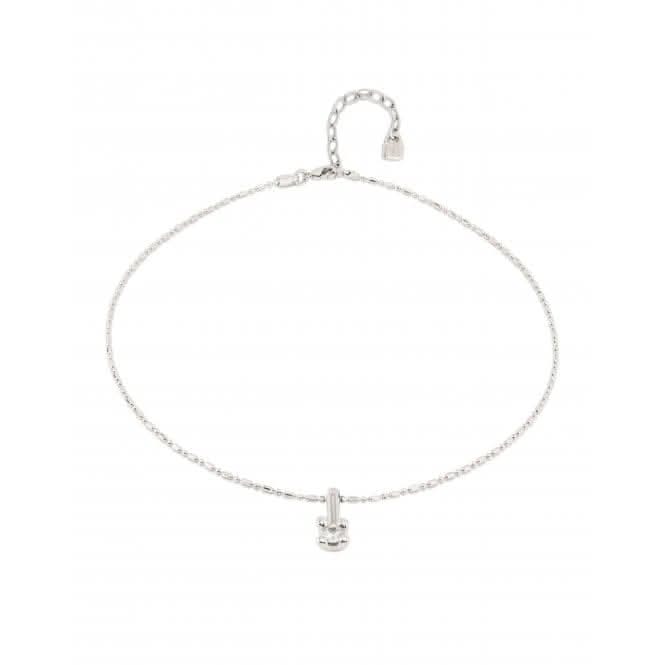 Divine Silver Plated Chain Central White Zirconia Necklace COL1916BLNMTLUNOde50COL1916BLNMTL