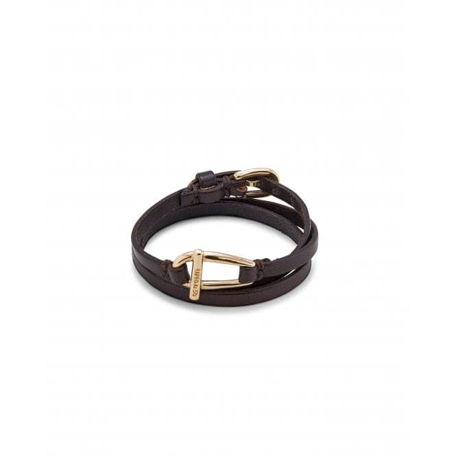 Dope Leather Small 18k Gold Plated Central Link Bracelet PUL2419MAROROUNOde50PUL2419MARORO