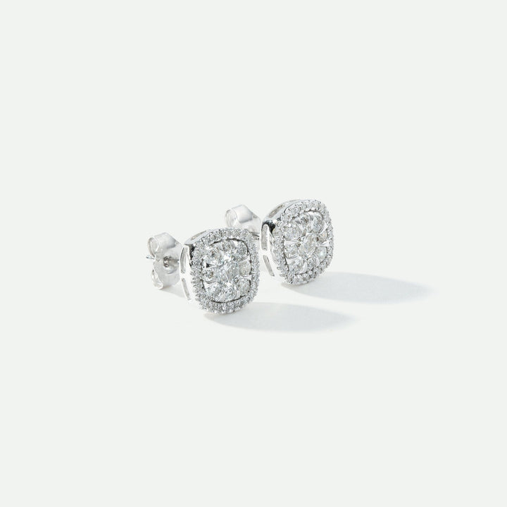 Doris | 9ct White Gold 0.89ct tw Lab Grown Diamond Cluster Stud EarringsCreated BrillianceBA0072398
