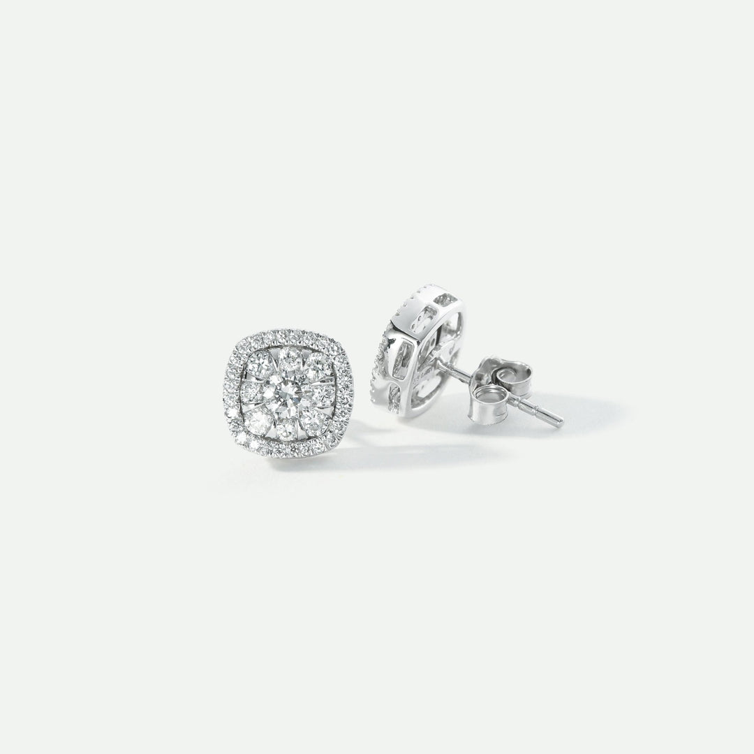 Doris | 9ct White Gold 0.89ct tw Lab Grown Diamond Cluster Stud EarringsCreated BrillianceBA0072398