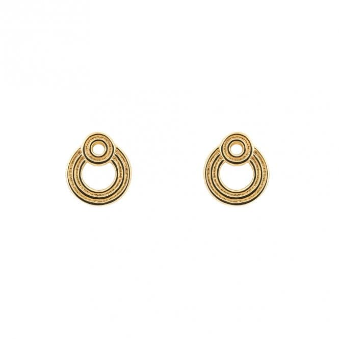 Double Circle Gold Plated Ridged Stud Earrings E6243BeginningsE6243