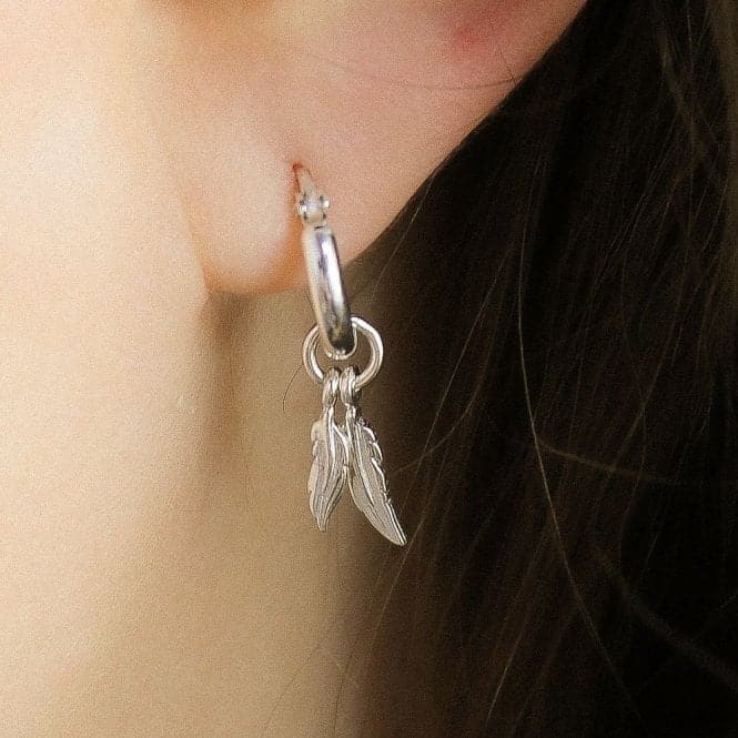 Double Feather Small Hoop Earrings SEH584ChloBoSEH584