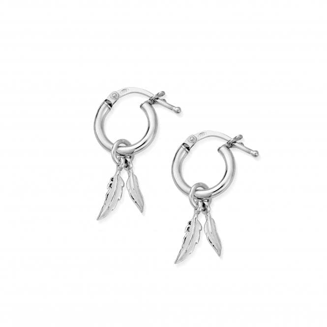 Double Feather Small Hoop Earrings SEH584ChloBoSEH584